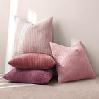 MIULEE Pack of 4 Purple Pink Valentines Corduroy Decorative Throw Pillow Covers 18x18 Inch Soft Boho Striped Pillow Covers Modern Farmhouse Spring Home Decor for Sofa Living Room Couch Bed