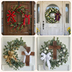 Geelin 4 Pcs Large Wooden Cross Wall Decor 16x11 Inch Hanging Cross for Craft Handmade Antique Religious Gifts Wooden Christians Wall Decor for Room Church Home Room(Brown)