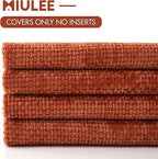 MIULEE Pack of 4 Couch Throw Pillow Covers 20x20 Inch Burnt Orange Soft Decorative Chenille Pillow Covers Farmhouse Accent Cushion Covers for Boho Home Decor Sofa Bedroom Living Room