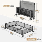 Yecaye Under Bed Storage with Wheels, 4 Pack Under Bed Shoe Storage Organizer Drawer, Tool-free Assembly Metal Underbed Storage Containers for Clothes, Shoes, Black