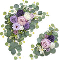 Odouzy Artificial Wedding Arch Flowers for Wedding Sign,Set of 2 for Wedding Welcome Ceremony Sign,Faux Floral Swags,Wedding, Banquet and Reception Backdrop Floral Decoration (Purple)