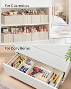 SONGMICS Drawer Organizers, Dresser Divider Organizers, Set of 12, Foldable Fabric Storage Boxes for Socks, Underwear, Bras, Ties, Scarves, Summer Sand URDZ006Y02