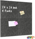 DOLLAR BOSS Felt Cork Board Tiles, 4 Packs 12" x 12" 1/2" Thick Cork Bulletin Board Self Adhesive Acoustic Panels Soundproof Corkboards for Walls with 40 Pushpins for Home Office Kitchen School, Grey