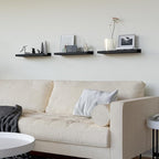 RICHER HOUSE 3 Set Floating Shelves for Wall, 16 inches Black Wall Mounted Shelves with Lip for Storage, Display Picture Ledge Shelf for Bedroom Bathroom Kitchen Living Room Decor, Modern Black