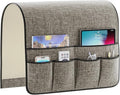 Sofa Armrest Organizer Non-Slip Remote Control Holders for Recliner Couch Chair Armchair Caddy with 5 Pockets for Table,Cell Phone,Ipad,Magazines,Books (Darkgrey, 19 x 35 Inch)
