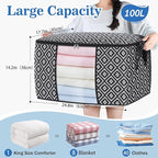 Direct 100L, 6 Pack, Storage Containers, Large Clothes Storage Bins Foldable Organization and Storage Bags with Reinforced Handle, Clear Window for Bedding, Blankets, Clothing, Black