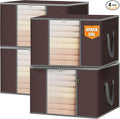 BALEINE 4 Pack Clothes Storage Bags, 16 Gallon Storage Containers with Reinforced Handle, Sturdy Zipper, Closet Organizer for Blanket, Comforter, Pillow, Bedding (Brown, 4 Pack)