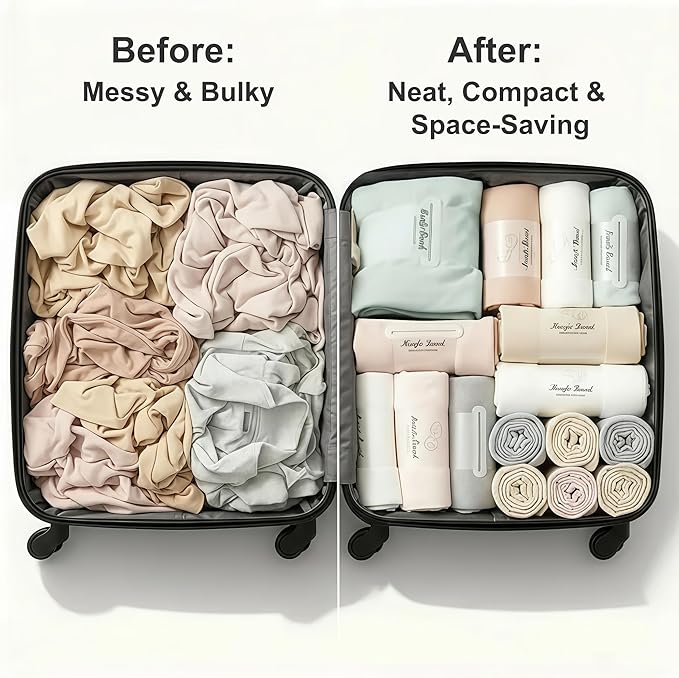8 Pack Self-Adhesive Clothes Organizer Straps, Reusable Clothing Storage Bands for Shirts & Towels, Fabric-Safe Closet Organizer Straps for Drawer & Luggage Packing (Large)