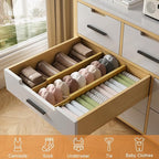 Bamboo Drawer Dividers,17-22" Adjustable Kitchen Drawer Organizer for Clothes,8 Pack Expandable Drawer Organization Separators for Bedroom,Bathroom,Dresser and Office,Natural