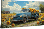 AIYISU Sunflower Wall Art Farmhouse Pictures Wall Decor Vintage Floral Prints Rustic Barn Truck Pictures Country Wildflower Canvas Painting Artwork for Bedroom Living Room Home Decoration 24x48