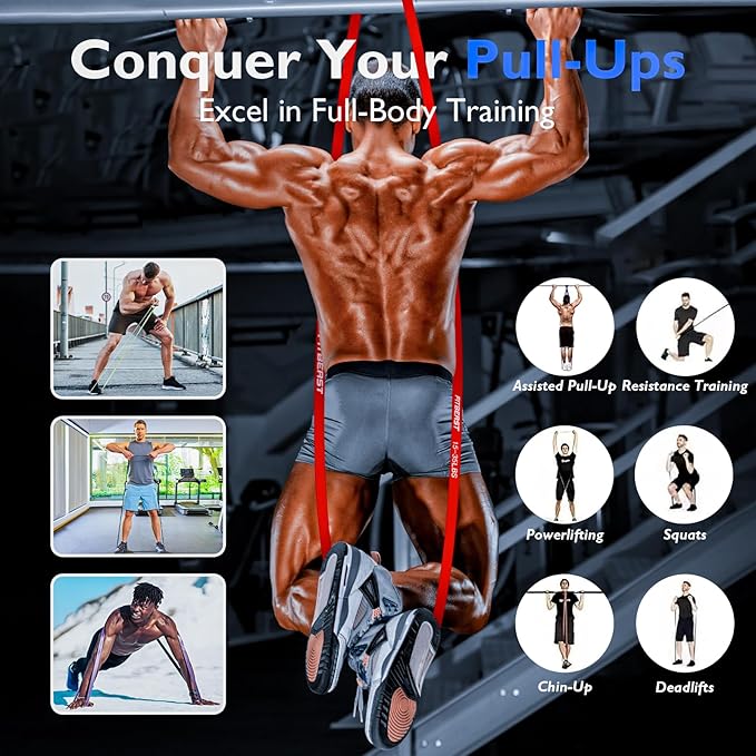 FitBeast Resistance Bands Set, Pull Up Assist Bands for Strength Training, Powerlifting, Muscle Toning, Yoga, Mobility Exercises, Rehabilitation, Full-Body Workout