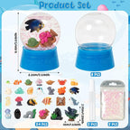 Ocean Snow Globes Craft Kit - 8 Set DIY Plastic Snow Globe Craft with Mini Resin Fish Animal, Make Your Own Party Favor Decor with Glitter for Art Activity (Under The Sea)