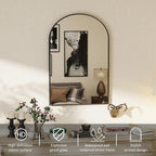 DUMOS Black Metal Arch Vanity Rounded Rectangle Bathroom Mirrors for Over Sink Wall, 24x37 Inch Large Matte Mirror, Modern Decorative for Restroom, Farmhouse