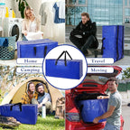 8 Pack Reusable Moving Bags Heavy Duty Backpack Straps Big Plastic Storage Totes for Camping Travel Home RV Woven Foldable Luggags Moving Bags for College Student Dorm Room Essentials 93 L 25 Gallons