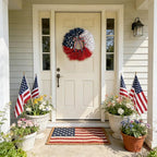 TEMPUS 30 Inch Patriotic Wreath for Front Door, Artificial Pampas Grass Reeds Wreath with Red White Blue Berries and Metal Stars, 4th of July Memorial Day Decor