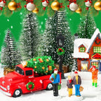 Rileryan Christmas Village Vintage Red Truck Decor Figurines for Mini Christmas Village Town Accessories Pieces Cars Vehicles Sets Decorations Home Indoor Decor Gift