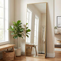 BEAUTYPEAK Full Length Mirror, 57"x18" Standing Hanging or Leaning Against Wall Floor Mirrors Body Dressing Wall-Mounted for Living Room, Bedroom with Aluminum Alloy Thin Frame, Gold