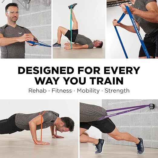 THERABAND High Resistance Bands, Set of 2 Elastic Super Bands for Improving Flexibility, Injury Rehab, & Full Body Workouts, Stretch Bands for Lifting, 1 Light & 1 Medium Band, Multi
