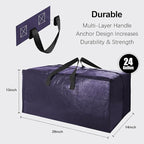 12 Pack Heavy Duty Extra Large Moving Bags W/Backpack Straps - Strong Handles & Zippers, Storage Totes For Space Saving, Fold Flat, Alternative to Moving Box and Storage Bin, Blue