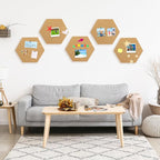 TUPARKA 6 Pack Cork Board Hexagon Bulletin Boards Cork Tiles 8.2"x7" - 1/4" Self-Adhesive Corkboards with 50 Push Pins Mini Wall for Wall Home School Office Decorative