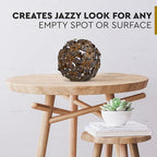 Metal Decorative Sphere for Home Decor - Decorative Balls for Shelves, Centerpiece Bowls, Bookshelf - Decoration Orbs Accents for Living Room, Bedroom - Antique Brown Shelf Spheres