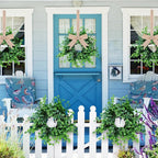 4 Pcs Mini Spring Wreaths Boxwood Table Centerpieces Green Pillars Candle Rings Wreaths 9 Inch Wreath for Cabinets Farmhouse Wreath with Ribbon for Front Door Porch Wall Window Decoration
