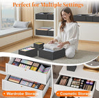 Drawer Organizer Clothes, 24 Pack Drawer Organizers and Underwear Organizer for Nursery, Dividers Clothes Organizer, Closet Organization and Foldable Storage Bins for Sock, Bra, Tie, Black