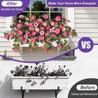 Artificial Fake Petunia Flowers for Outdoor Decoration, 2PCS Faux Silk Petunias Flower for Spring UV Resistant No Fade Realistic Plants for Garden Balcony Yard Porch Indoor Decor(Double Pink)