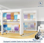P8C Max Heavy Duty Clothes Rack（With Extended Width Design） Rolling Clothing Racks for Hanging Clothes with Lockable Wheels，51.2"W x 15.8"D x 80.5"H，Load 700LBS，White Rack with White Cover