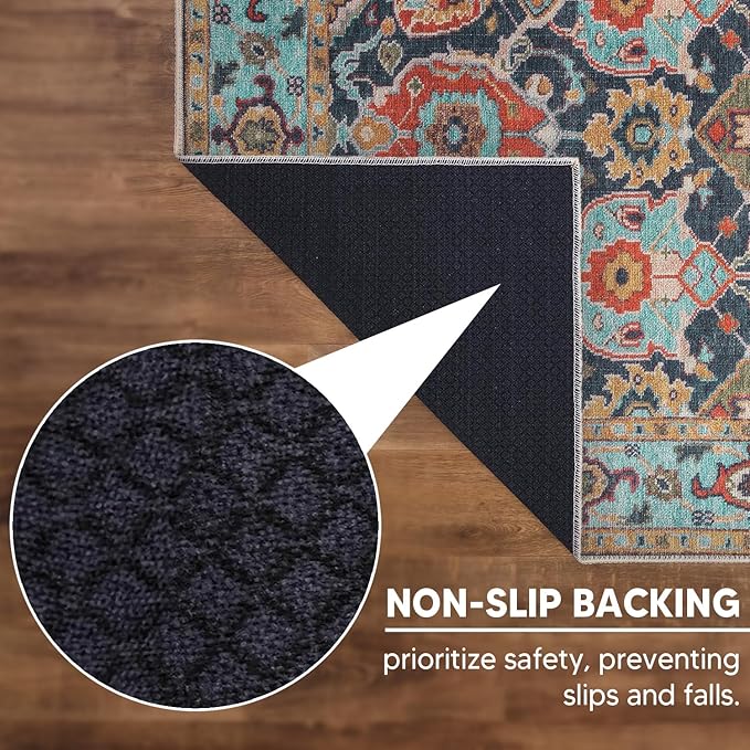 Keen Home Design 3x5 Rug - Machine Washable Entry Rug with Non-Slip Backing, Ideal for Enteryway, Kitchen, Bathroom, Laundry Room - Vintage, Easy Clean, Durable, Low Pile Rug - (3' x 5')