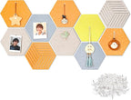 12'' Hexagon Cork Board Tiles Alternative, 10 Pack Frameless Felt Bulletin Board Tiles, Removable Corkboard for Wall, Decorative Pin Board for Office Wall Decor, Vision Board with 30 Pushpins