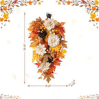 Glitzhome Fall Teardrop Swags for Front Door, 28''H Autumn Swag with Lotus, Lotus Pod and Berry, Fall Swags for Front Door, Thanksgiving Harvest Festivals Decor