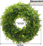 Hiptree 18 Inch Boxwood Wreath for Front Door-Artificial Spring Greenery Indoor Outdoor Wreaths Decorations, Farmhouse Wall Decor-Wedding,Summer, Fall, Winter,Easter, Green All Year Round,DIY Wreaths