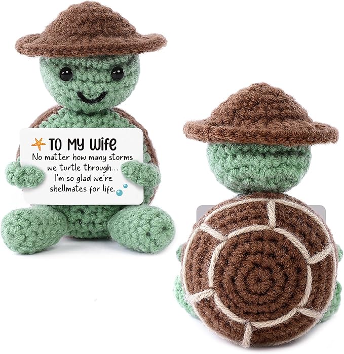 Valentines Gifts Handmade Crochet Turtle, Emotional Positive Support Crochet, Crochet Toy Doll, Cute Christmas, Mothers Day, Birthday Gifts for Moms, Home Decor