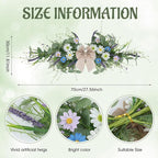 24'' Spring Wreaths for Front Door Summer Floral Swag Blue Spring Door Wreath with Wildflower Lanvender for Wall Porch Indoors Outdoor Window Home Decorations