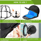 Eiito Hat Washer Cage,Hat Washing Machine with Frame Cage and Hat Washer Bag,Baseball Hat Washer,Suitable for Adult and Kid's 1-Pack Black