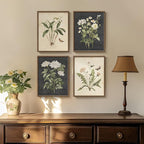 Framed Botanical Wall Art, 4 Piece Vintage Farmhouse Floral Canvas Painting Prints Artwork for Bathroom Walls, Rustic Flower Butterfly Pictures for Kitchen Bedroom Hallway Home Decor, 8x10 Inch