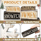 Moucuny 4 Pcs Winter Table Decorations Wooden Snowflake Decor Christmas Tiered Tray Decor Rustic Snow Block Signs Gift Farmhouse Christmas Centerpiece for Winter Wonderland Party Kitchen Shelf Home