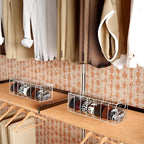 Belt Organizer - Acrylic Belt Storage Holder for Closet with Dust Cover Lid - 7 Compartments Clear Display Case for Tie and Bow Tie