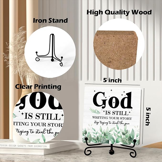 Home Decor, Farmhouse Shelf Decor For Living Room, Boho Aesthetic Table Decorations, Christian Gifts For Women Men, Entryway Tv Stand Fireplace Mantle Coffee Table Decoration (story-06)