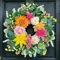Spring Wreaths for Front Door 24 Inch,Outdoor Front Door Wreath with Florals Peony & Rose, Artificial Spring Summer Wreath for Porch Garden Wall Window Farmhouse Indoor Outdoor Home Decor