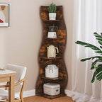 VECELO 2 Pcs Wavy Wavy Corner Shelf, Decorative 5-Tier Storage Bookshelf, 70.1” Tall Freestanding Display Bookcase for Small Spaces, Living Room or Bedroom, White