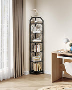 CHOEZON 6-Tier Corner Shelf, Industrial Corner Bookshelf, 71.2" Display Storage Stand, Plant Stand Display Shelf, Tall Bookcase for Bedroom, Living Room, Home Office, Black TCJ11BB