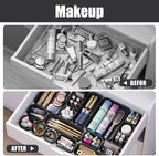Plastic Drawer Organizers, 10 PCS Drawer Organizer Bins, Bathroom and Vanity Organizer Plastic Tray, Makeup Organizer and Storage for Makeup, Bedroom, Kitchen Gadgets Utensils and Office (Black)