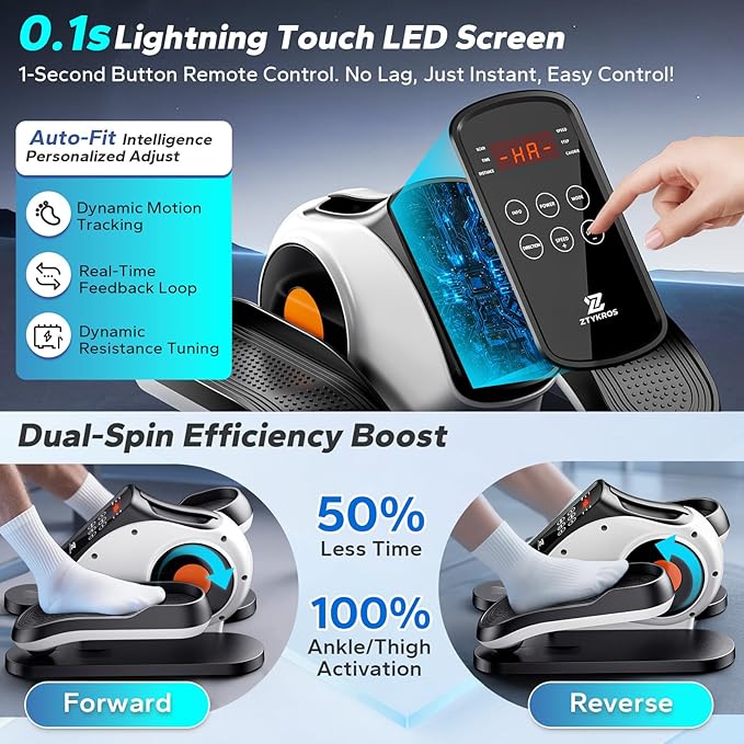 Under Desk Elliptical Machine, Ellipse Leg Exerciser As Seen On Tv While Sitting for Seniors, Pedal Exerciser with 15 Level Adjustable Resistance & 5 Auto Mode Fully Assembled Home Office