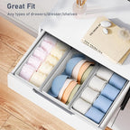 DIMJ Drawer Organizer Clothes - Underwear Organizer Small Sock Organizer Box Dresser Organizer,Drawer Dividers for Baby Clothes,Bra,Socks, Belt, Tie, Set of 6,White