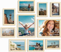 Vittanly Picture Frames Set of 10, Picture Frames Collage Wall Decor with Two 8x10, Four 5x7, and Four 4x6 Photo Frames, Gallery Wall Frame Set for Wall or Tabletop Display, Natural