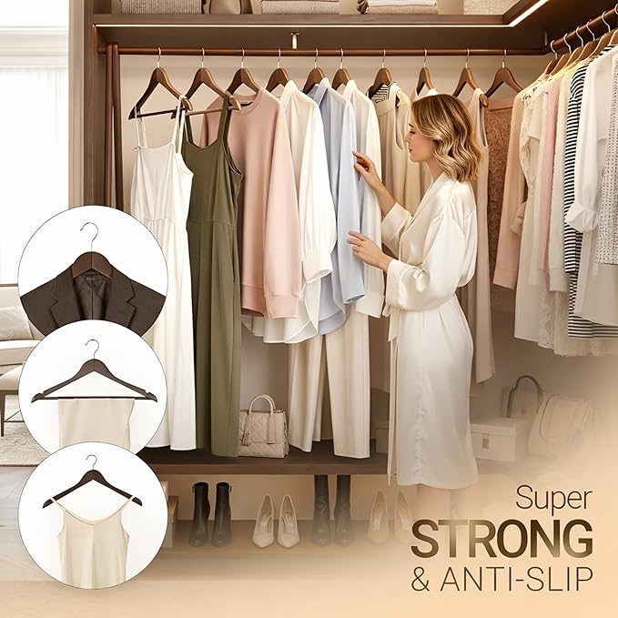 Utopia Home Premium Wooden Hangers 30 Pack - Durable & Slim Coat Hanger - Suit Hanger with 360-Degree Rotatable Hook - Wood Hangers with Shoulder Grooves (Vintage Color)