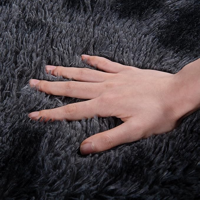 Rugs for Living Room 10x14, Soft Shaggy Modern Shag Area Rug for Bedroom, Upgrade Non-Slip Plush Fluffy Carpet for Kids Boys Girls Room Home Decor Aesthetic,Dark Grey