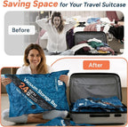 2026 Upgraded Vacuum Travel Bags Oxford Cloth Compression Packing Bags with Privacy Protection Space Saver for Luggage Suitcase Reusable Travel Essentials for Clothes Pillows (S/M/L)